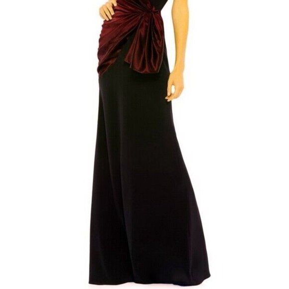 Mac Duggal Black Plum Burgundy Two-Tone Strapless Gown - Picture 2 of 5